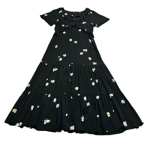 Madewell Dresses & Skirts - Madewell Daisy Floral‎ Tiered Maxi Dress Black Ruffle Raw Edge Size 4